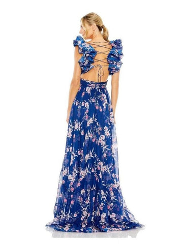 2024 Holiday Windwood Ear Sleeveless Back Cross-Lace Sexy Dew Chopped Flower Chiffon Skirt Long Dress